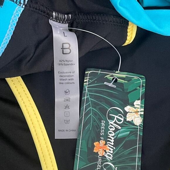 Blooming Jelly Womens Bikini L Black Neon Colorblock Crisscross 2 Piece Swimsuit - Picture 4 of 5